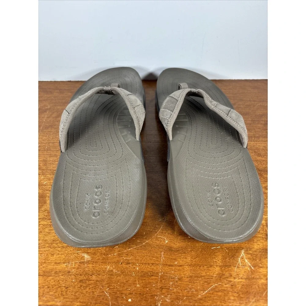 Crocs Swiftwater Flip Flops Mens 12 Sandal Graphite Ultramarine 202547 Brown